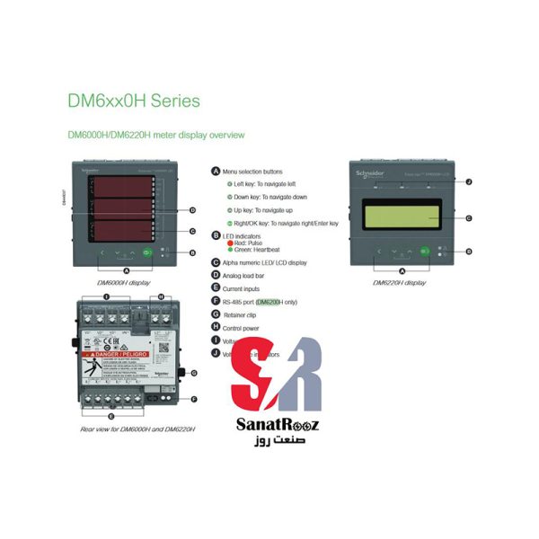 پاورمتر METSEDM6200 اشنایدر الکتریک EASYLOGIC DM6200H VAF PF DPM NONC CL1.0 METSEDM6000HCL10NC
