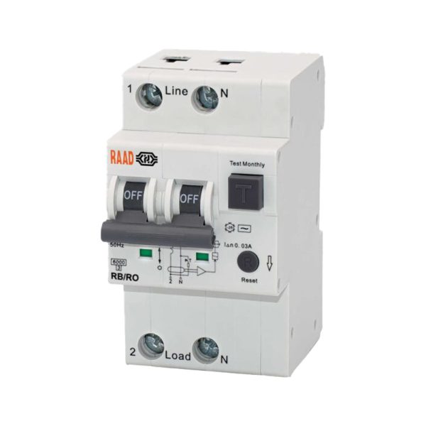 کلید محافظ جان ترکیبی 2 پل 40 آمپر 6 کیلو AC