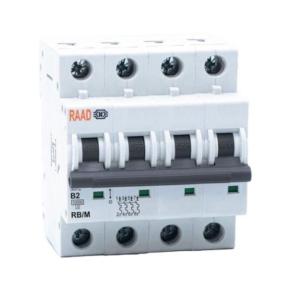 کلید مینیاتوری 4 پل 2 آمپر 10 کیلو AC تیپ B