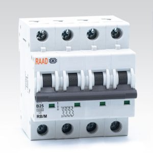 کلید مینیاتوری 4 پل 25 آمپر 10 کیلو AC تیپ B