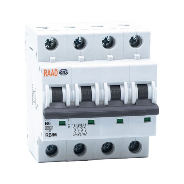 کلید مینیاتوری 4 پل 6 آمپر 10 کیلو AC تیپ B