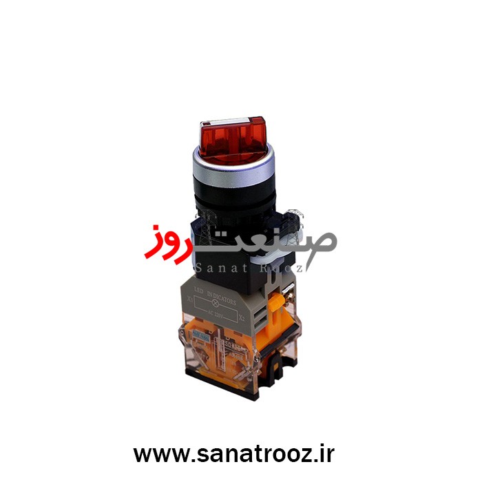 شستی دو طرفه چراغدار قرمز با دو کنتاکت پارس فانال شاسی دو طرفه چراغدار قرمز پارس فانال برای تابلو برق و مدار فرمان